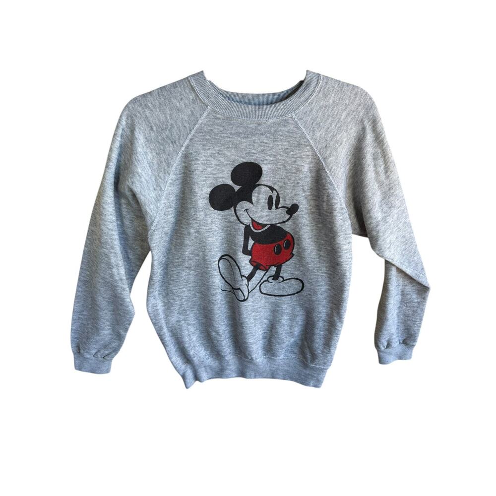 Vintage Mickey Mouse Sweatshirt Mens Medium Gray Walt Disney 70s 80s Crewneck